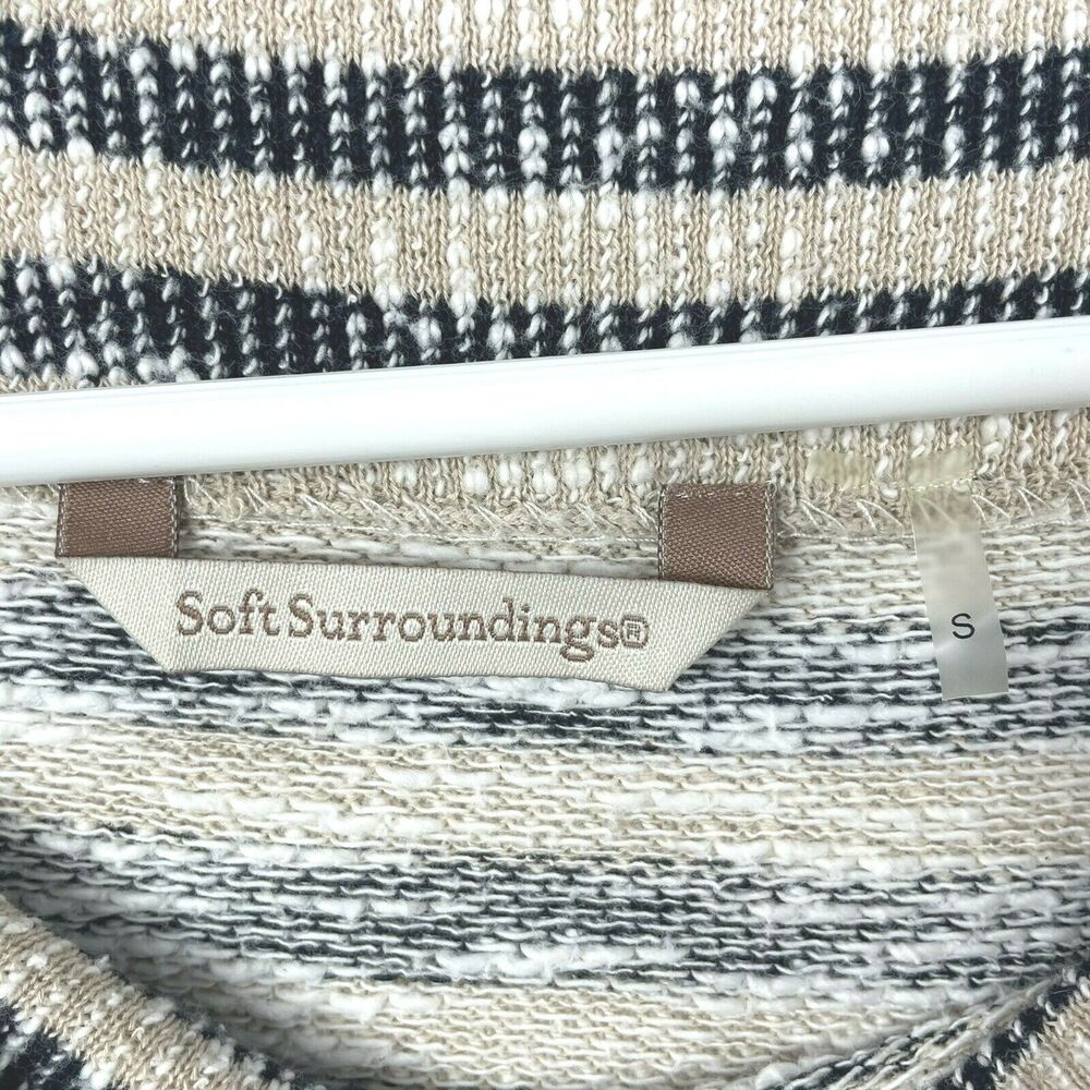 Soft Surroundings Sweater Size Small Frayed Hem Striped Pullover Cream Blue - Picture 4 of 5